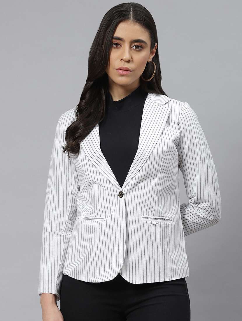 white cotton single breasted blazer - 18876606 - Zoom Image - 0