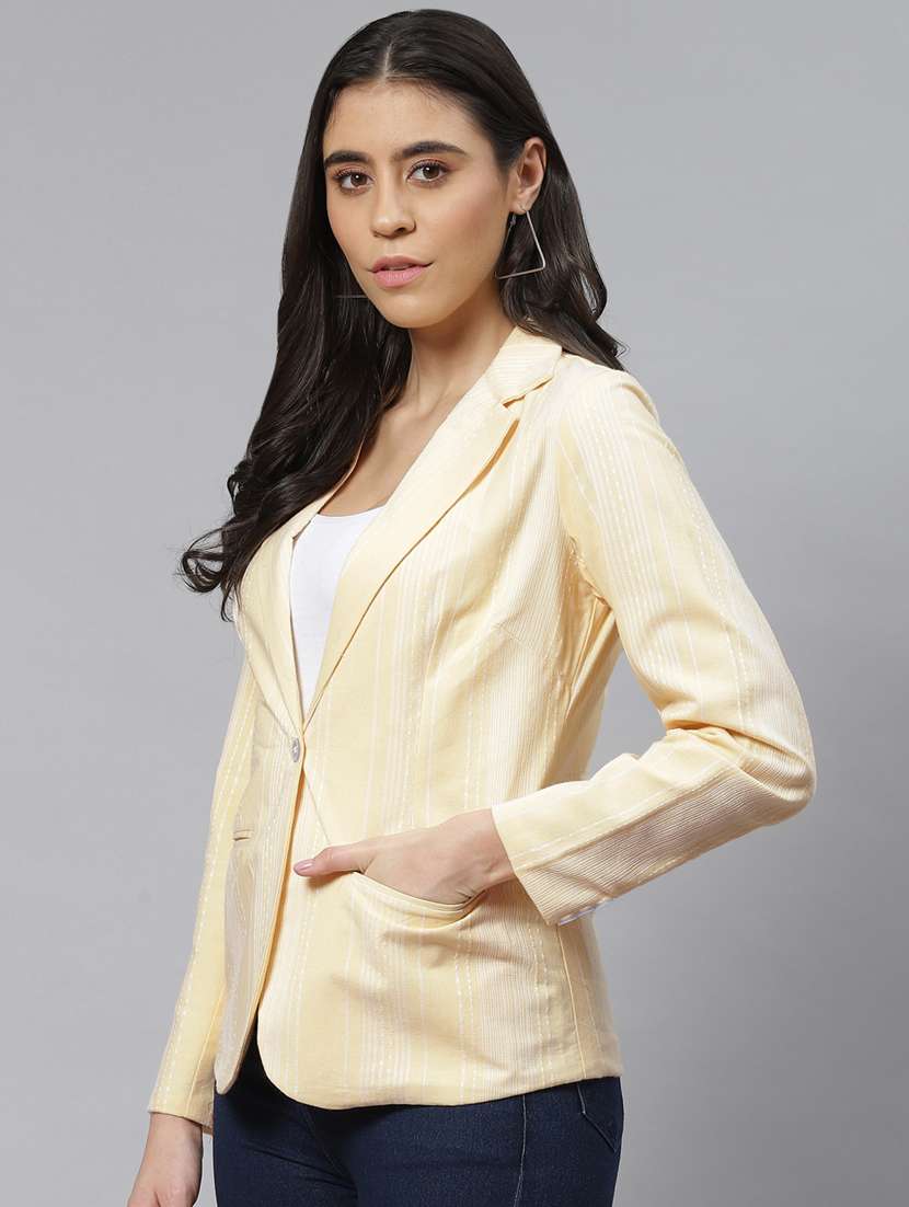 yellow cotton single breasted blazer - 18876607 -  Standard Image - 1