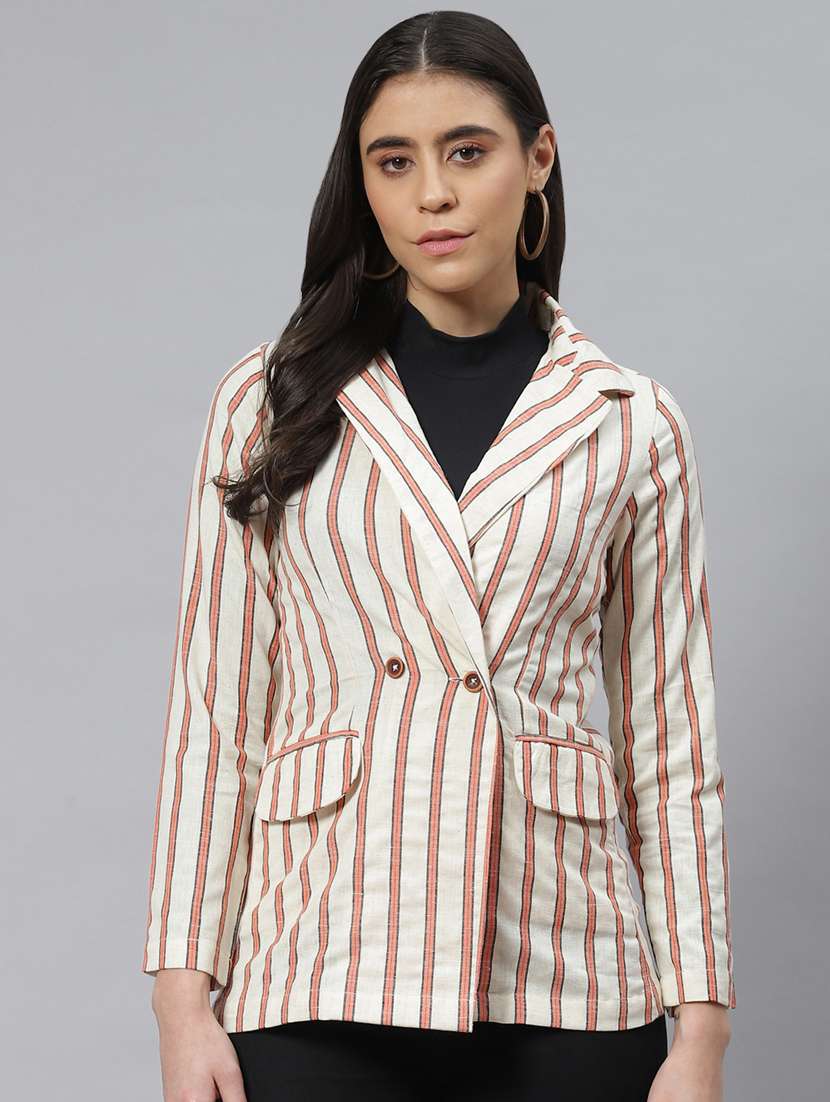 white cotton double breasted blazer