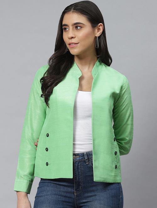 green solid regular jacket - 18876613 - Standard Image - 0