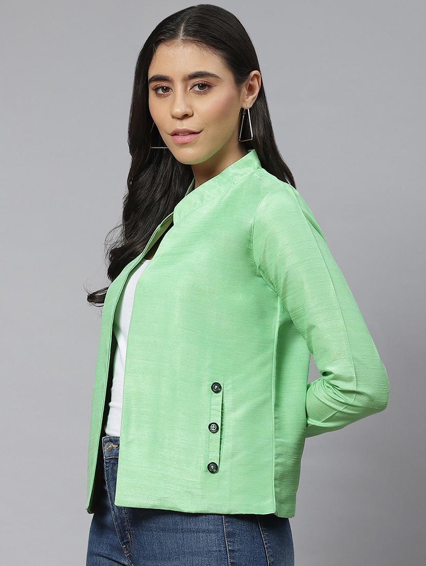 green solid regular jacket - 18876613 - Standard Image - 1