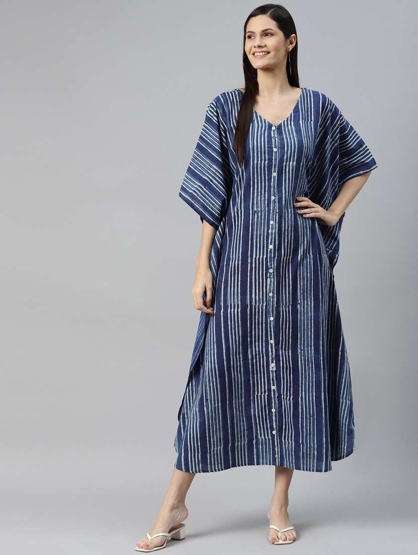 blue cotton kaftan dress - 18877431 -  Zoom Image - 0