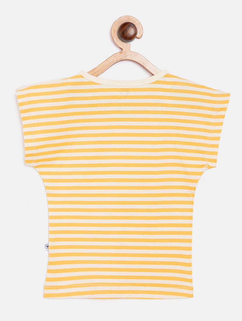 yellow striped chest print regular top - 18878894 -  Standard Image - 1