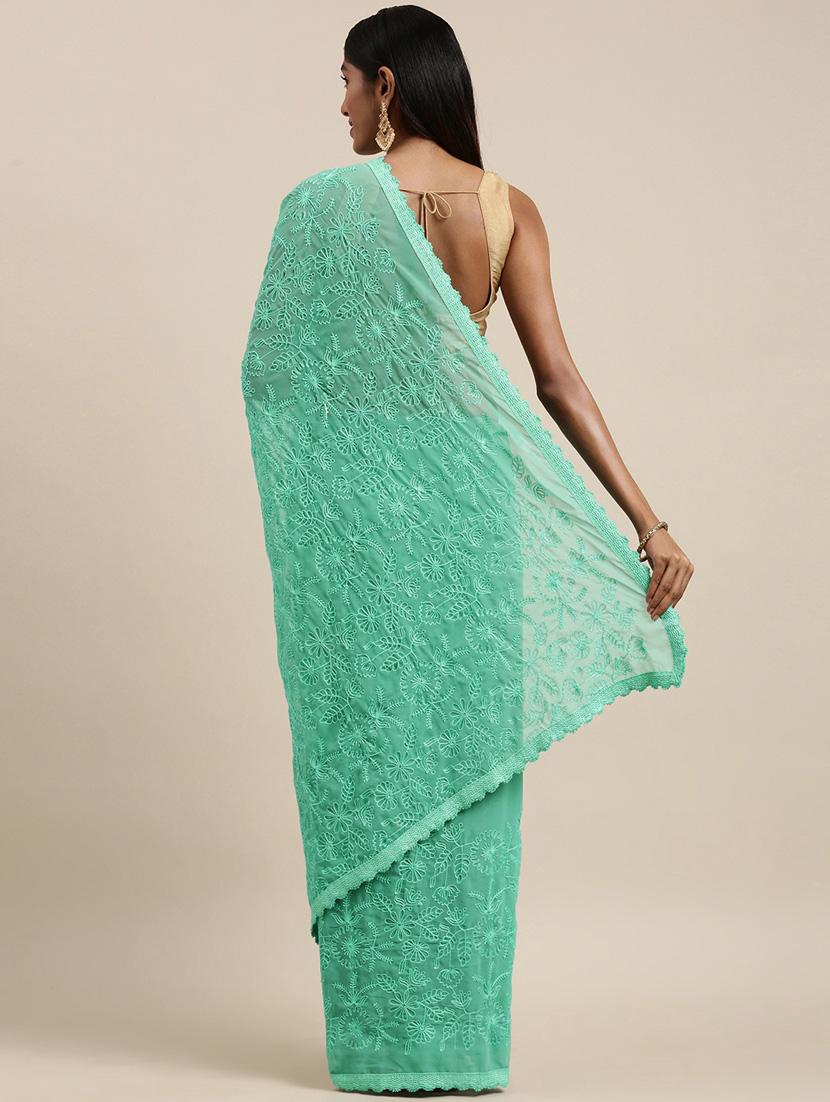light blue georgette embroidered saree - 18879142 - Standard Image - 1