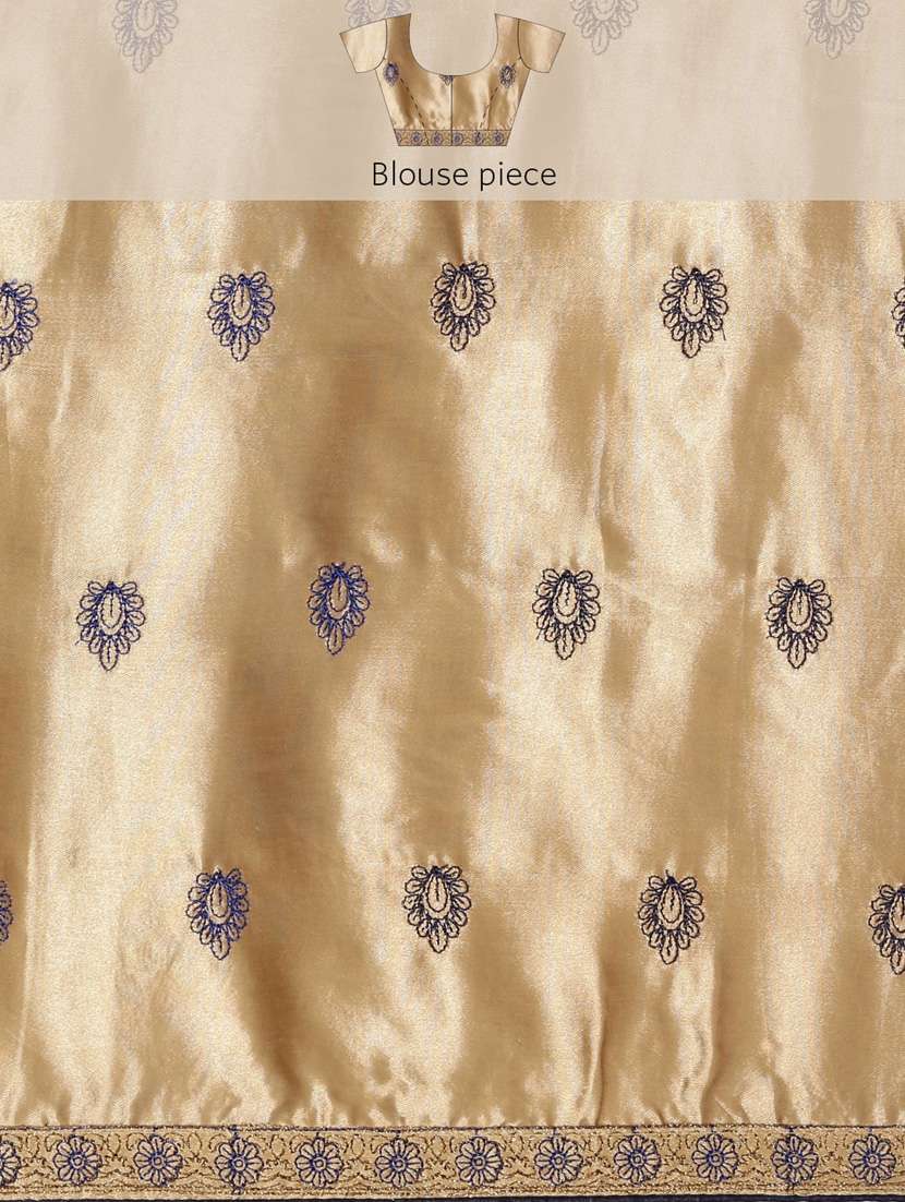 navy chiffon embroidered saree with blouse - 18879145 -  Standard Image - 4