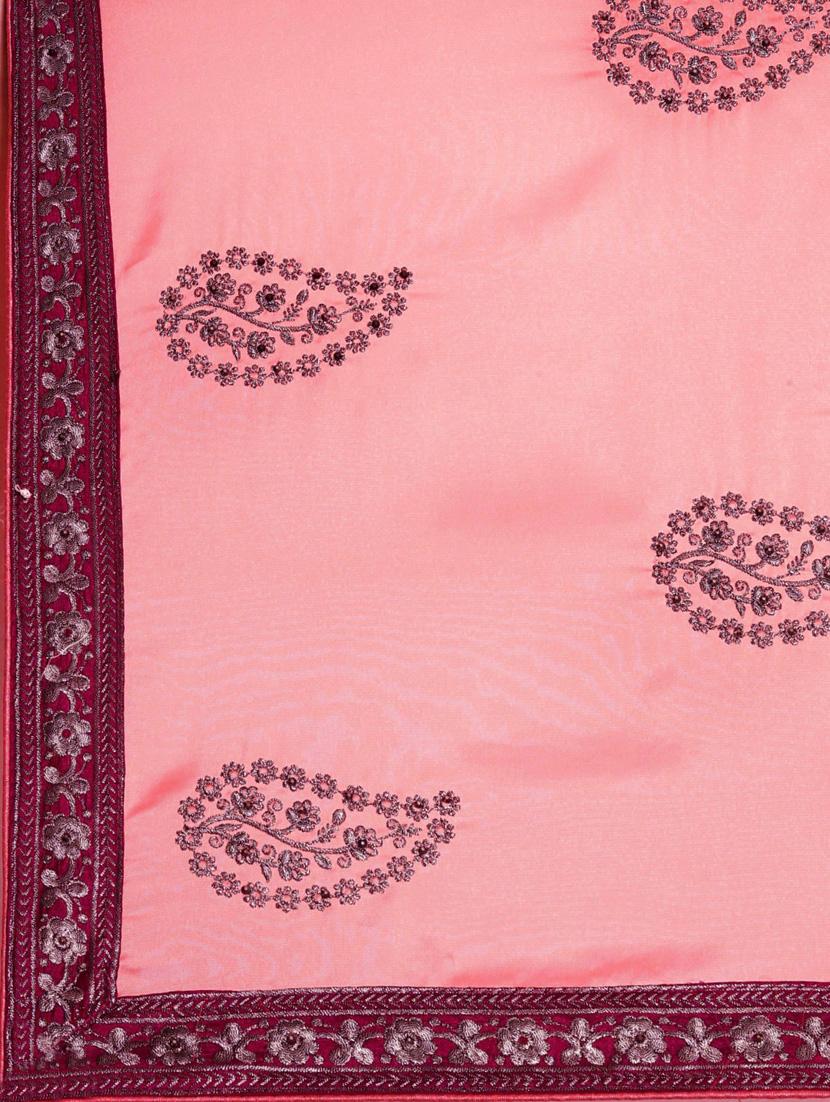 pink georgette embroidered saree with blouse - 18879148 - Standard Image - 4