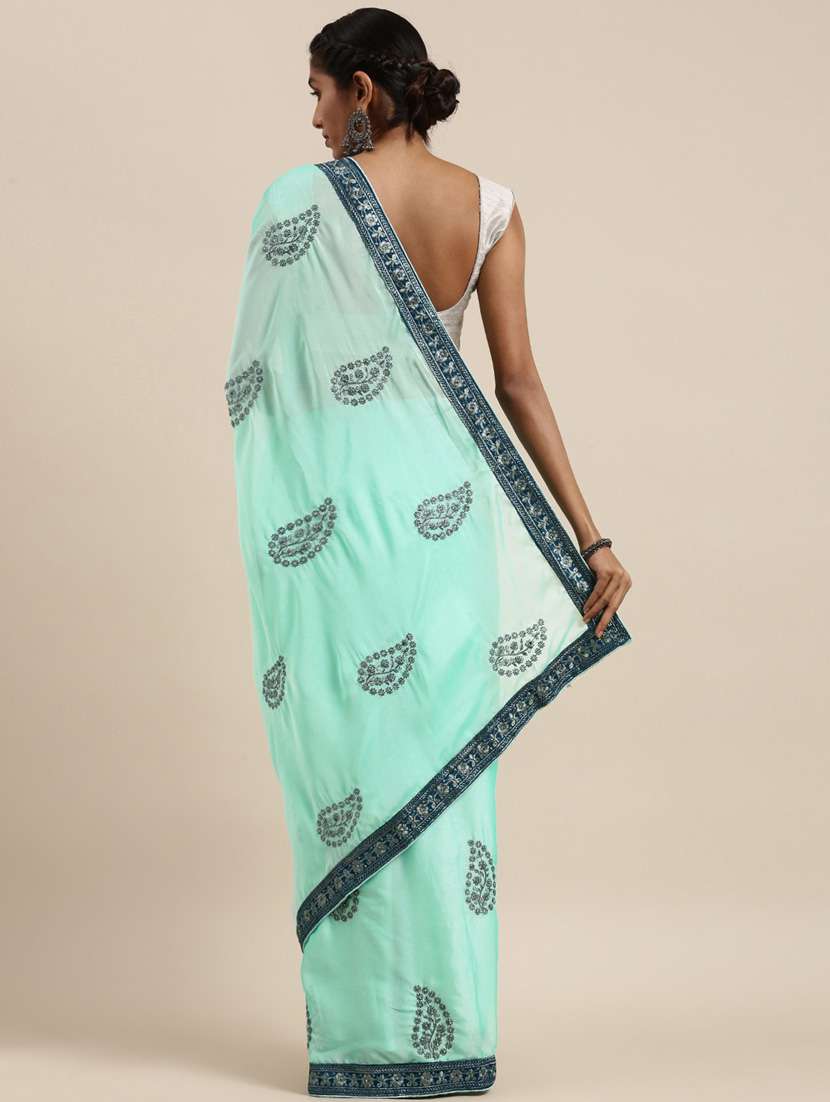 light blue georgette embroidered saree with blouse - 18879149 - Standard Image - 1