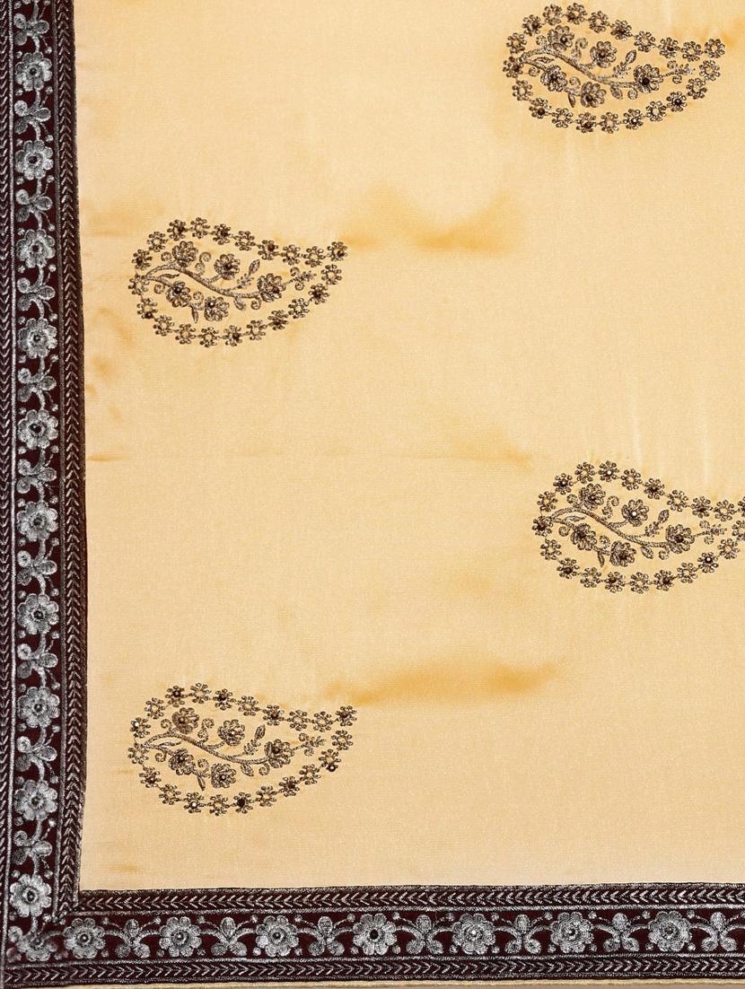 cream georgette embroidered saree with blouse - 18879151 - Standard Image - 4