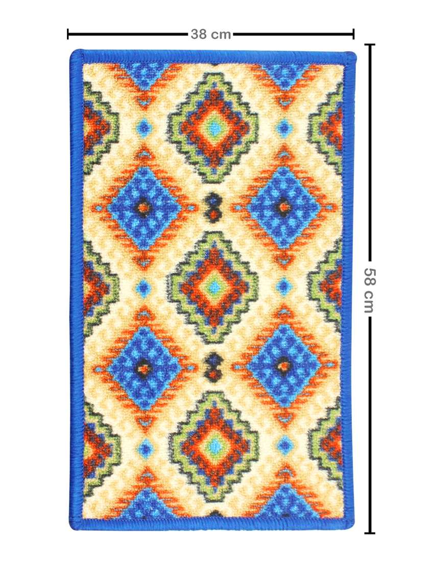 neska moda rectangle shape blue anti slip/anti skid microfiber checkered door/floor mat (38x58 cm)-fm55 - 18880794 -  Standard Image - 1