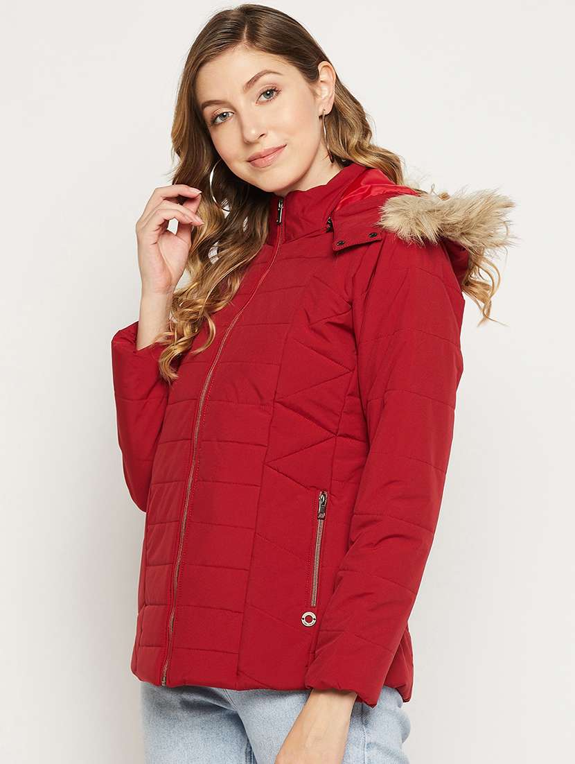 red quilted hooded jacket - 18880945 -  Standard Image - 1