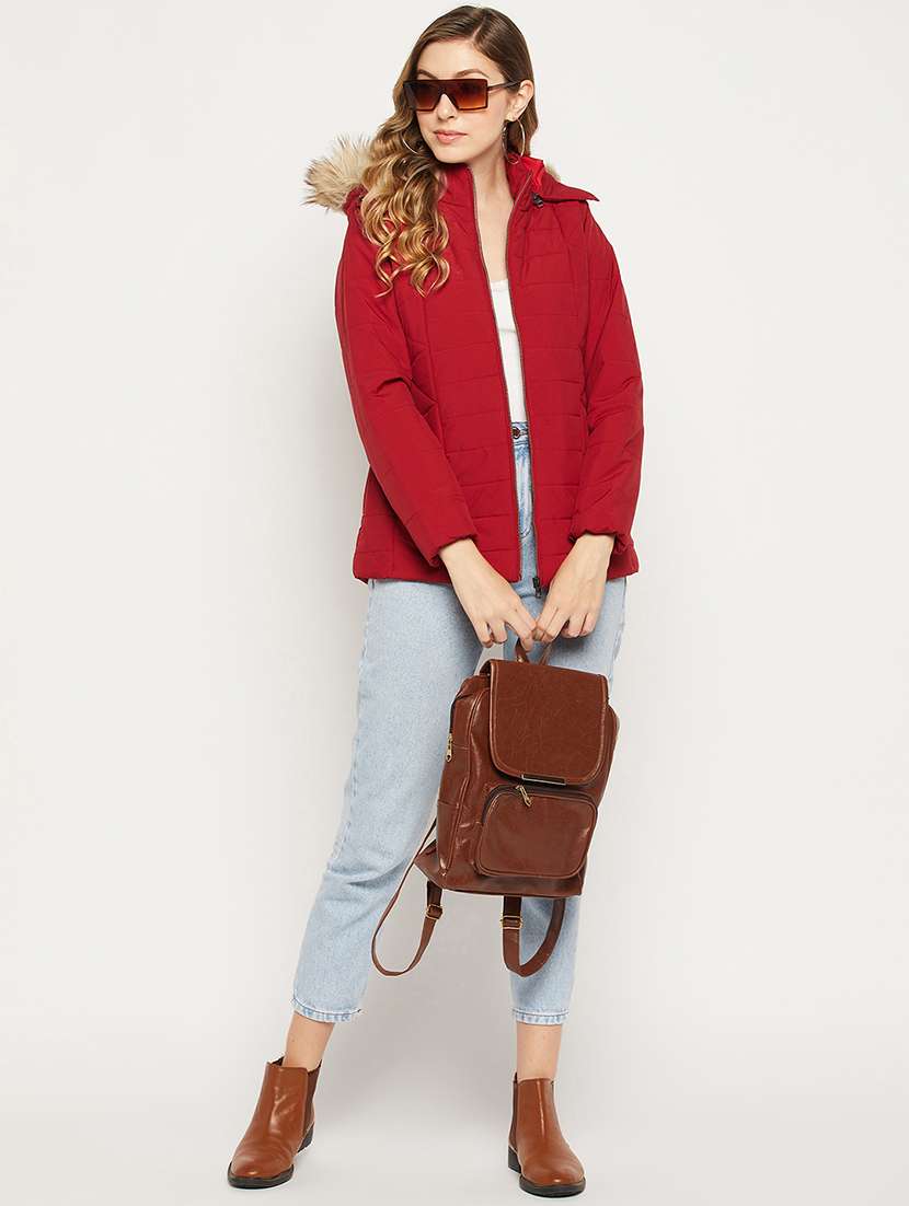 red quilted hooded jacket - 18880945 -  Standard Image - 4