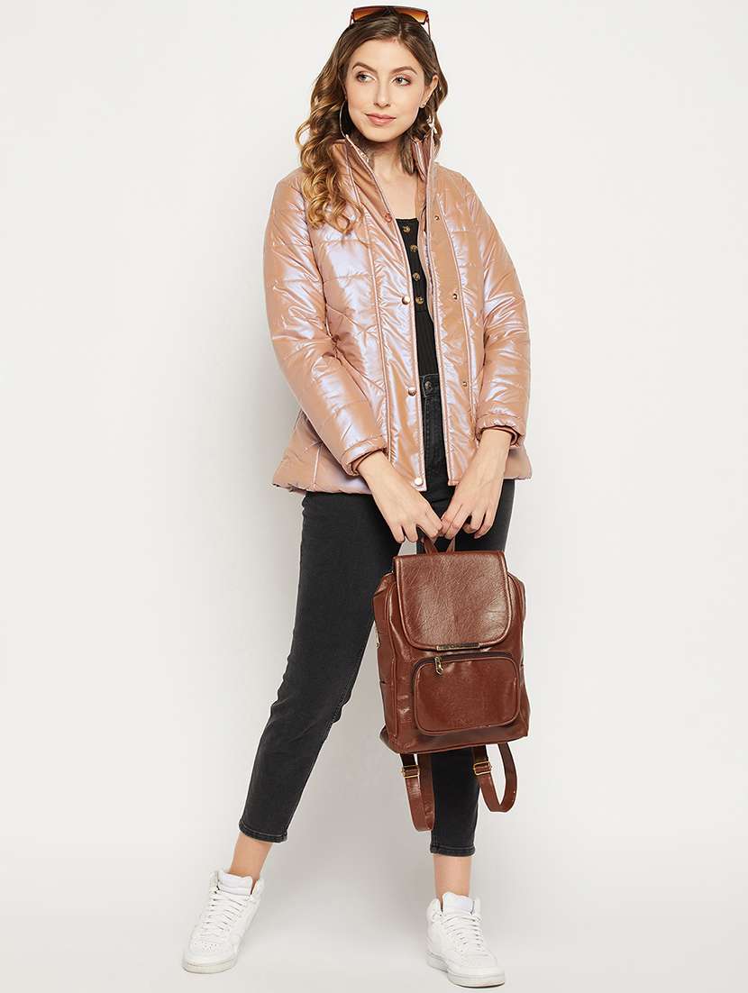 brown quilted jacket with standing collar - 18880955 -  Standard Image - 4