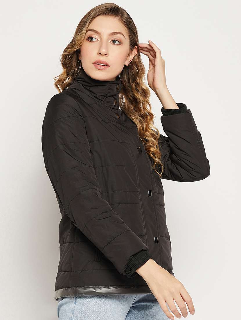black quilted jacket with standing collar - 18880956 -  Standard Image - 1