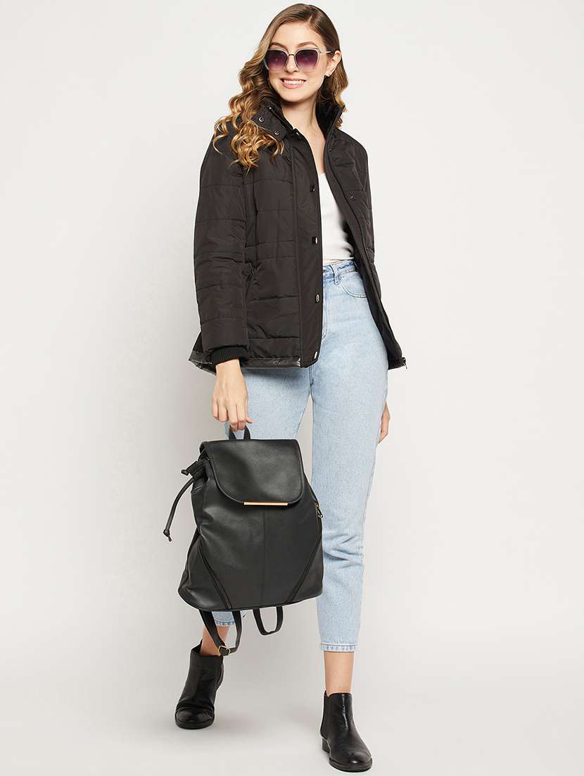 black quilted jacket with standing collar - 18880956 -  Standard Image - 4