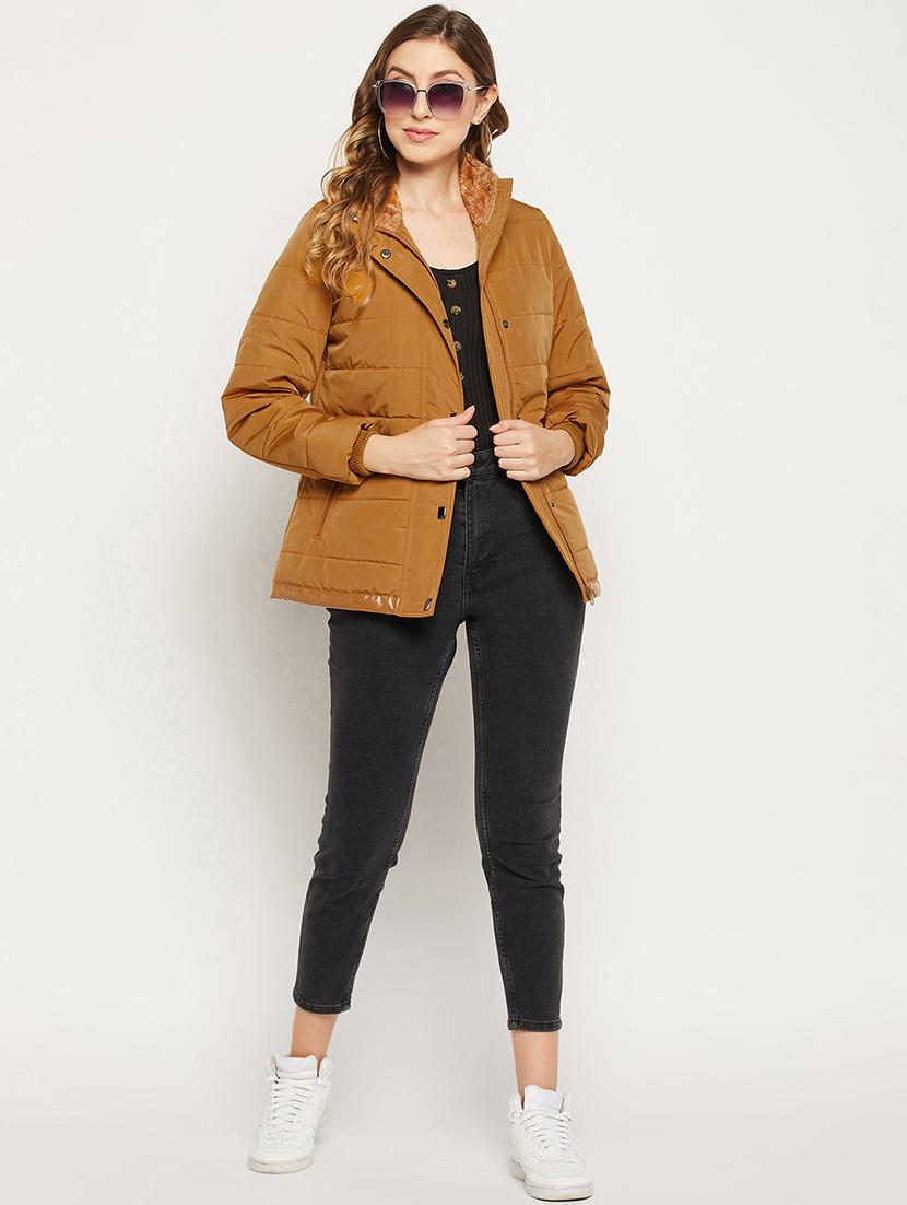 women solid long sleeve quilted jacket - 18880957 - Standard Image - 4