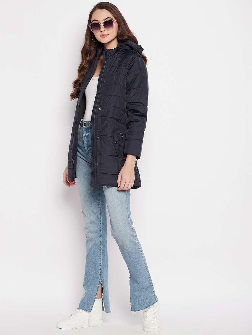 navy blue quilted hooded jacket  - 18880961 -  Standard Image - 4