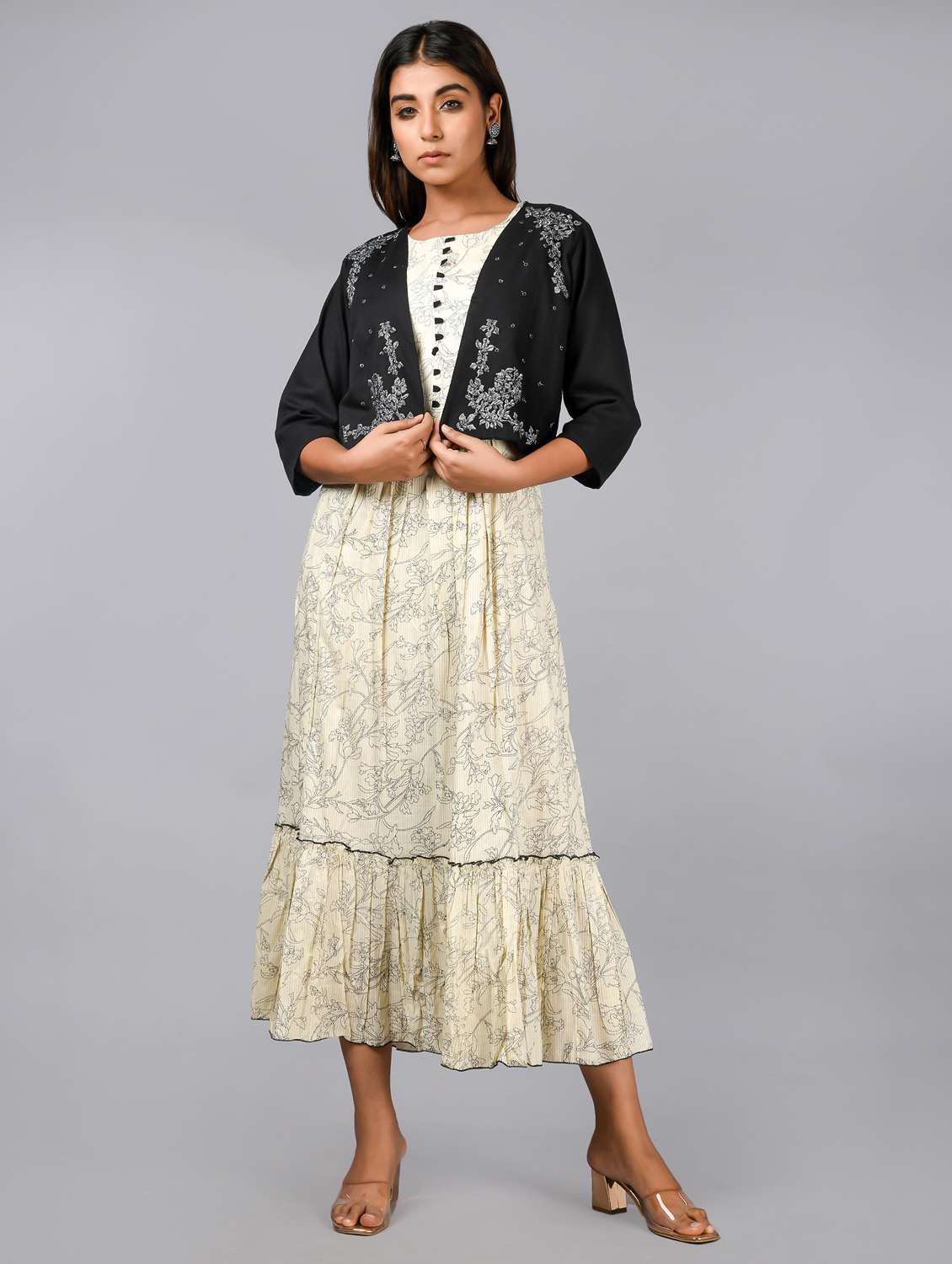 women's fit & flare leaf print dress - 18881167 -  Standard Image - 1