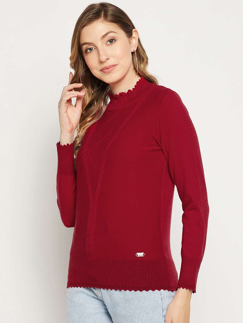 women long sleeves self design pullover - 18881383 -  Standard Image - 1