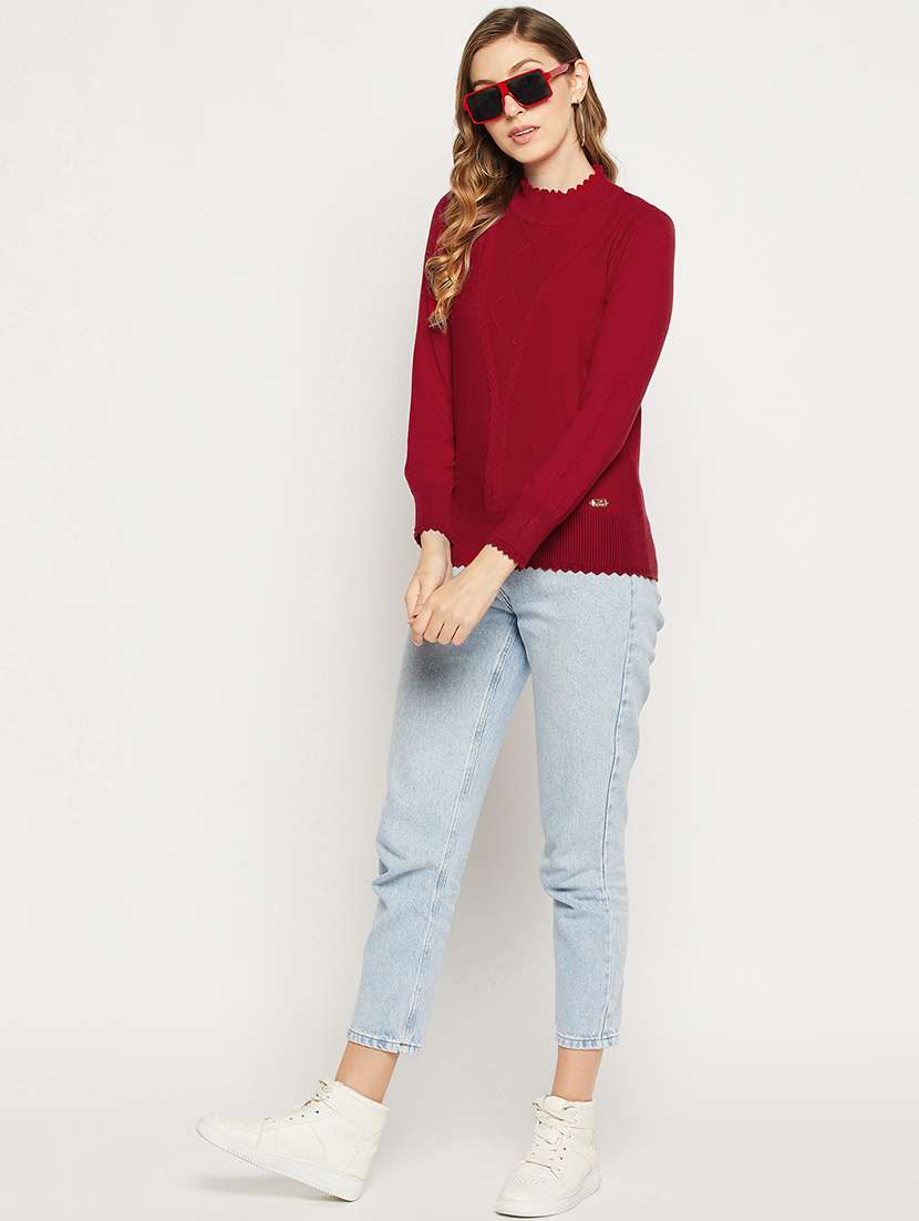 women long sleeves self design pullover - 18881383 -  Standard Image - 4