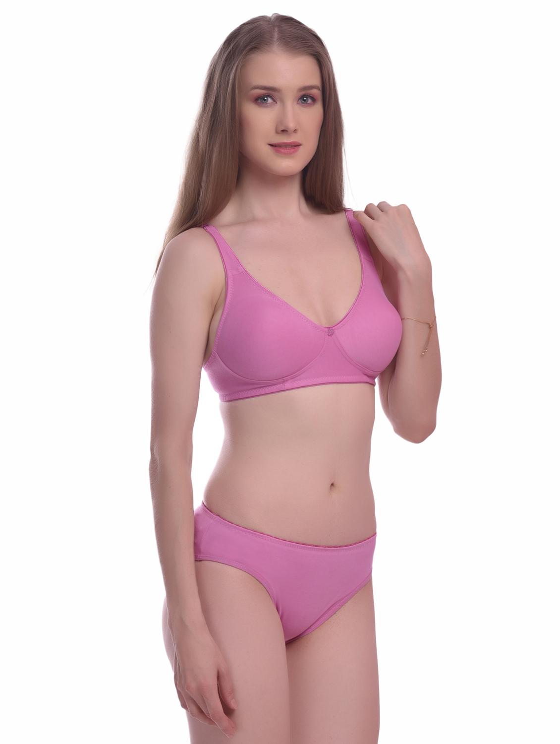 solid cotton bra & panty set - 18882540 - Standard Image - 1