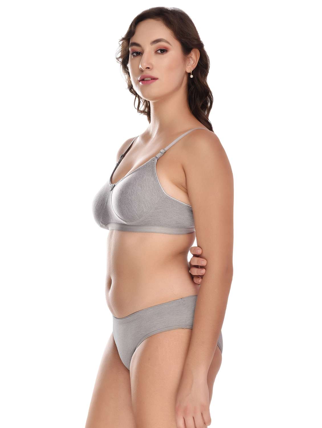 solid cotton regular bra & panty set - 18882566 - Standard Image - 1