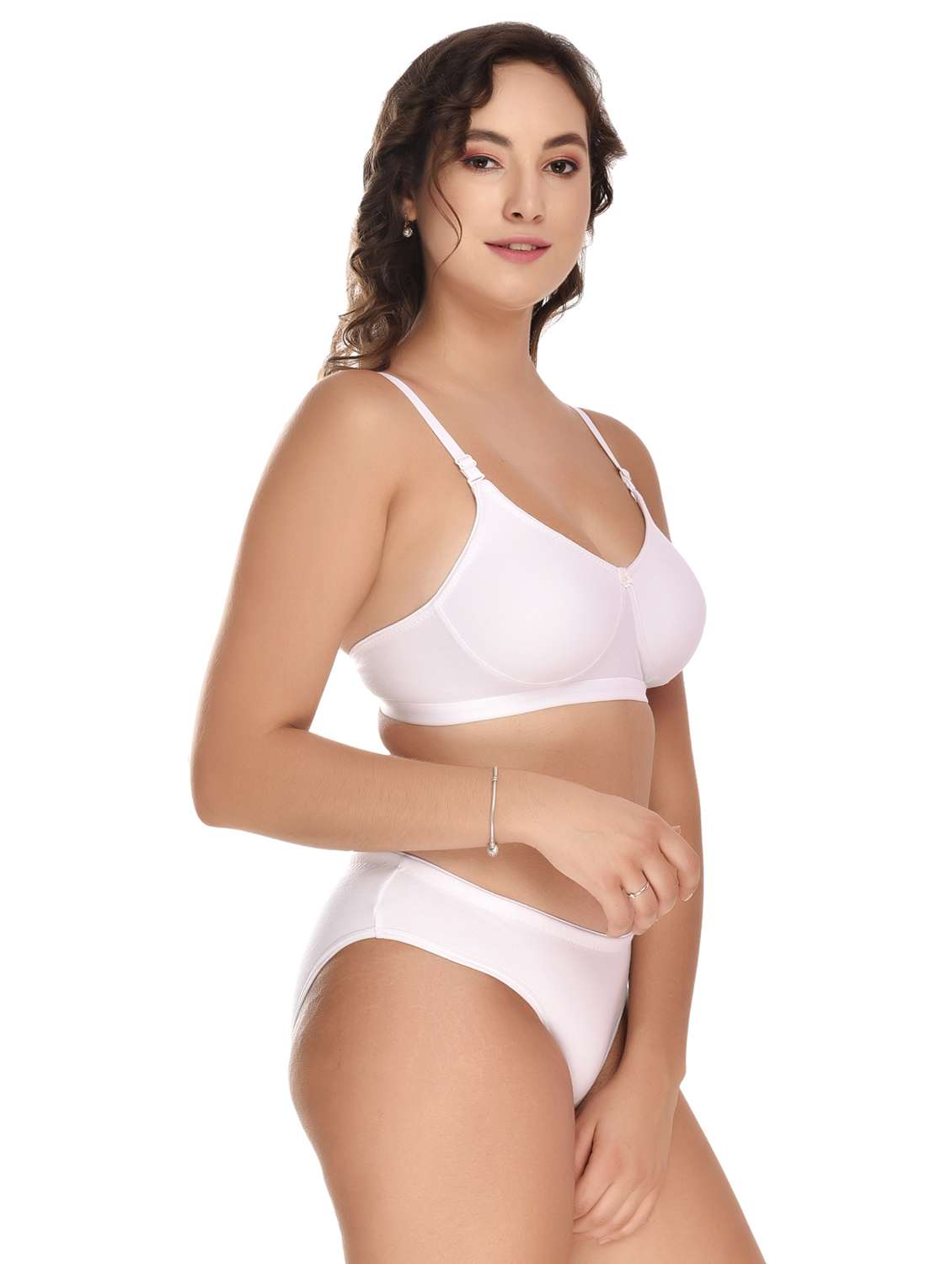 solid cotton regular bra & panty set - 18882582 - Standard Image - 1