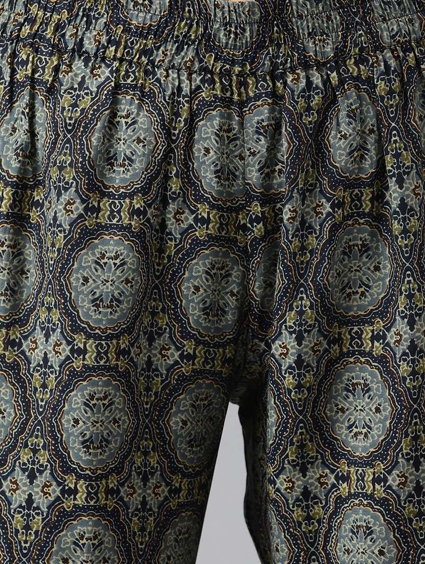 navy blue printed kurta pant dupatta set - 18882589 -  Standard Image - 4