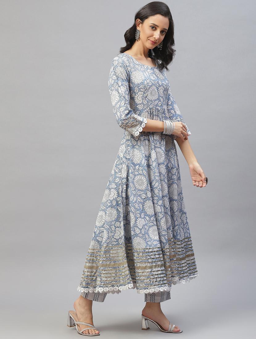 women three quarter sleeve kurta pant with dupatta set - 18882603 - Standard Image - 1