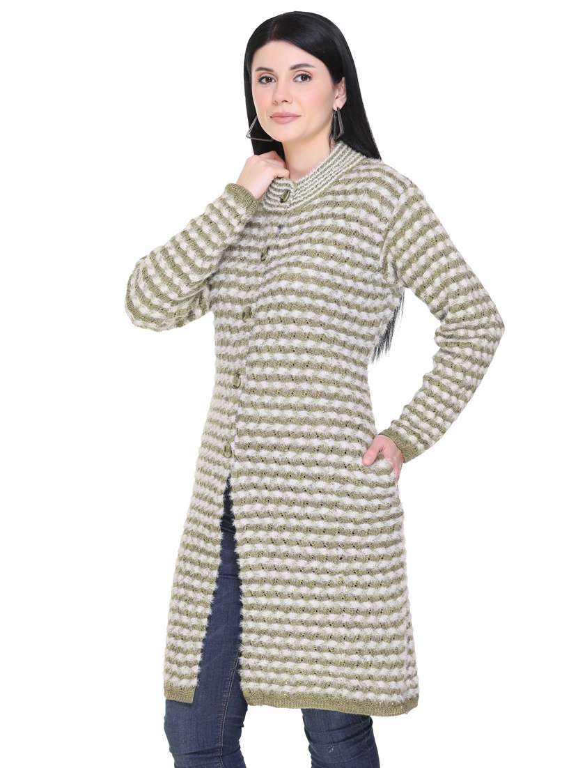 green wool regular coat