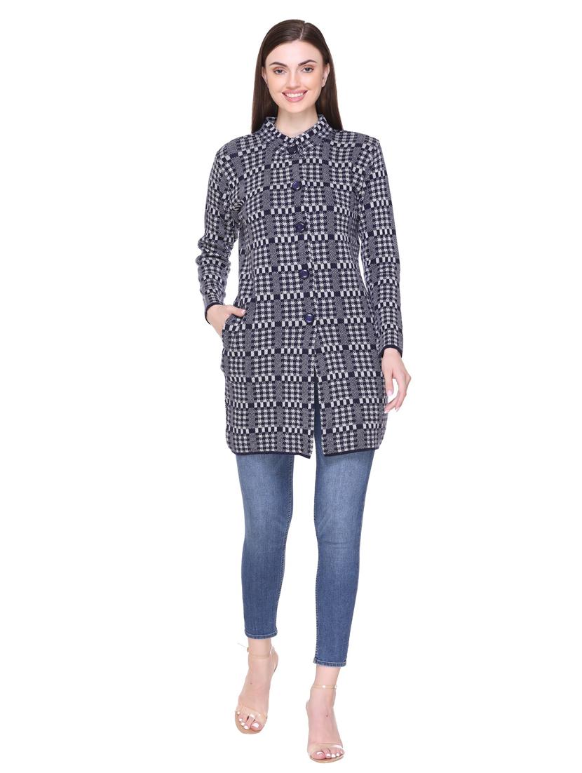 women navy blue color full sleeves coatigan - 18885889 - Standard Image - 1