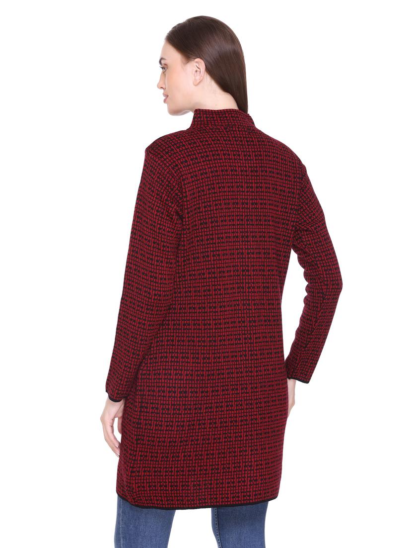 women maroon full sleeves coatigan - 18885891 - Standard Image - 1