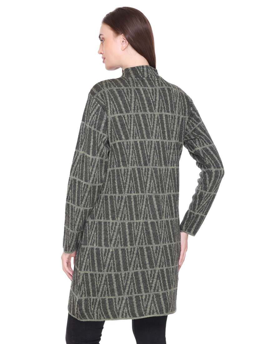 women grey full sleeves coatigan - 18885893 -  Standard Image - 1