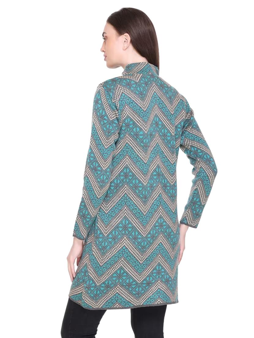 women blue full sleeves coatigan - 18885897 - Standard Image - 1