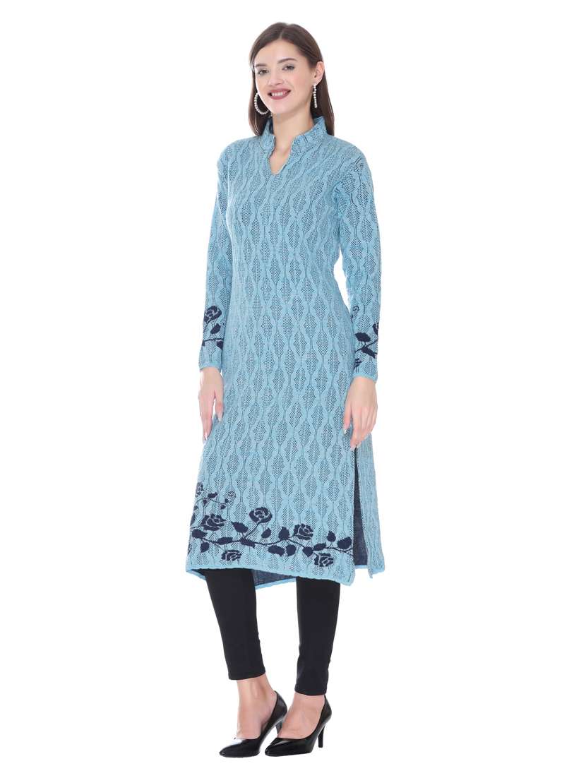 blue woolen kurta - 18885903 -  Standard Image - 1