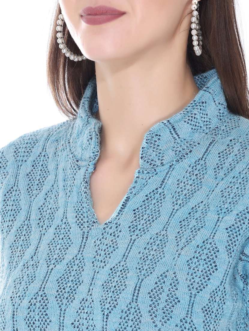 blue woolen kurta - 18885903 -  Standard Image - 4