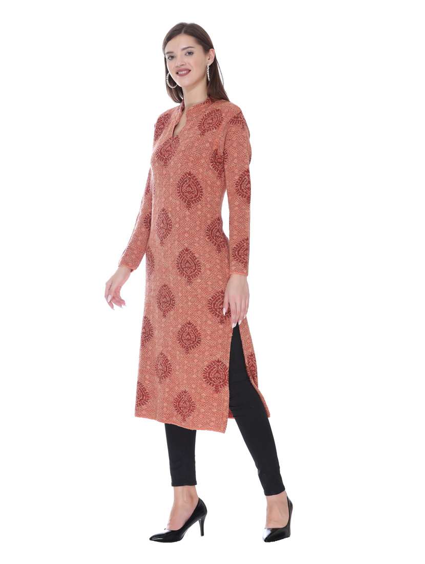 pink woolen kurta - 18885906 - Standard Image - 1