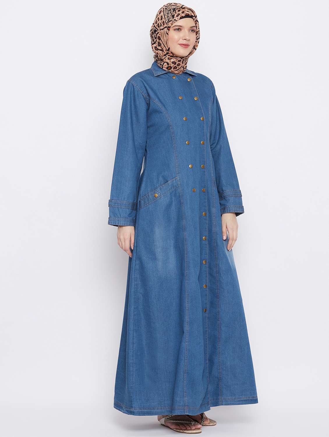 blue coloured denim cloak kaftan - 18886673 -  Standard Image - 1