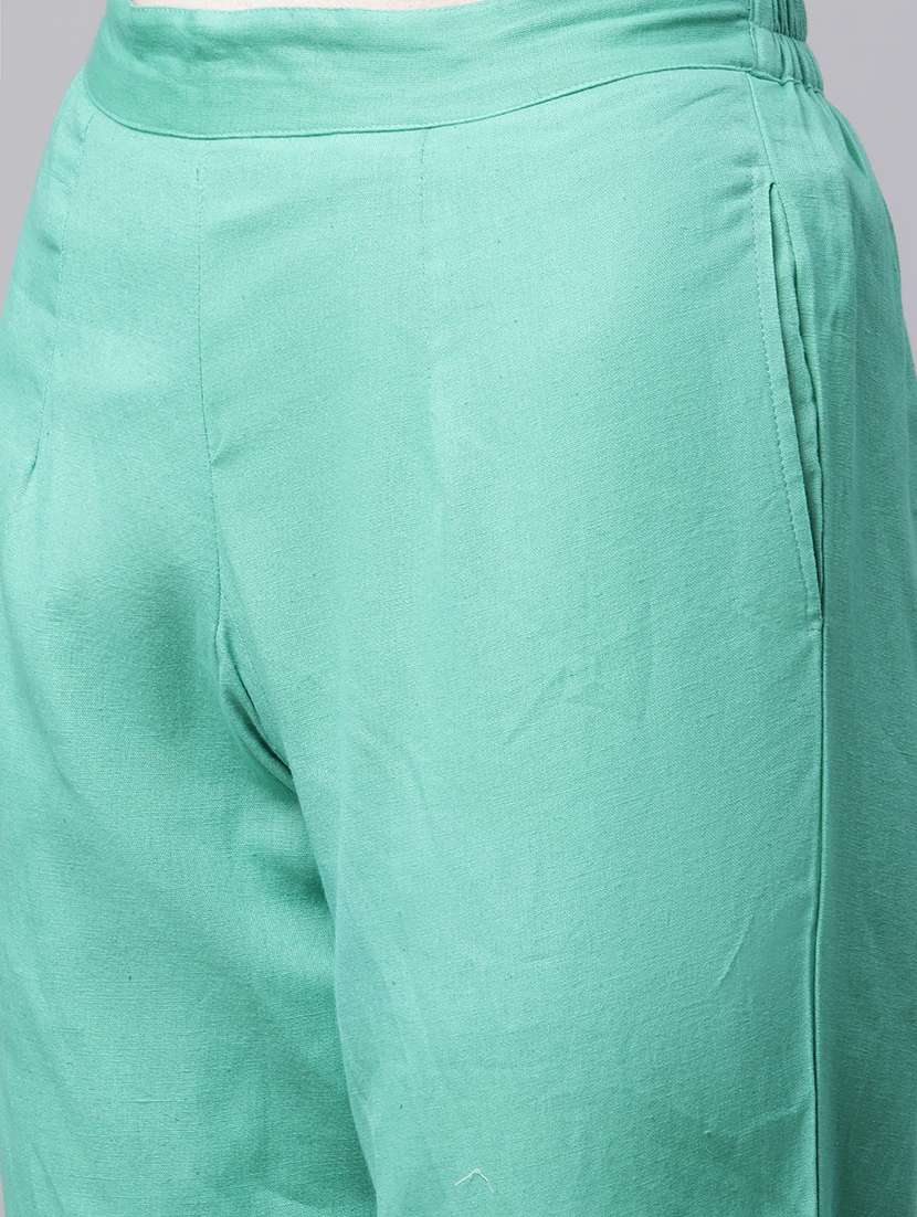 green printed kurta pant set - 18886778 -  Standard Image - 4