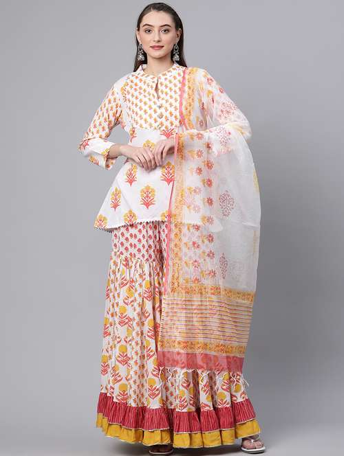 women kurta sharara set with dupatta - 18886786 -  Standard Image - 0