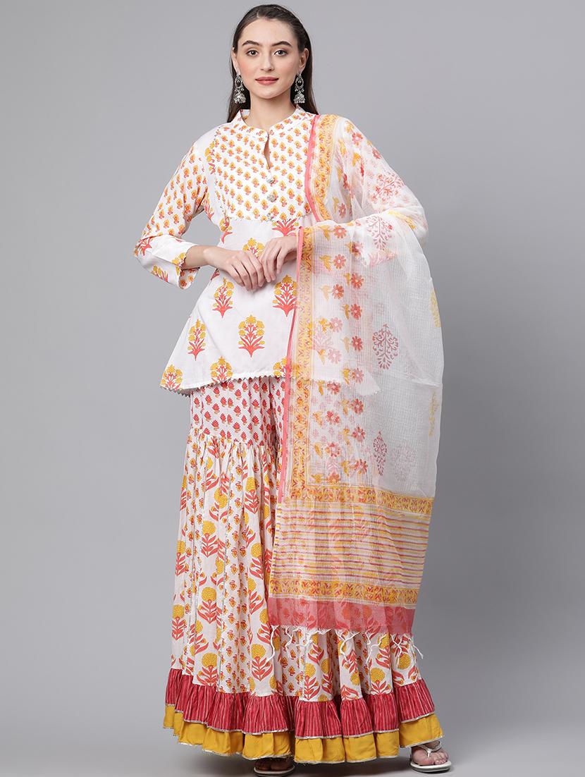 women kurta sharara set with dupatta