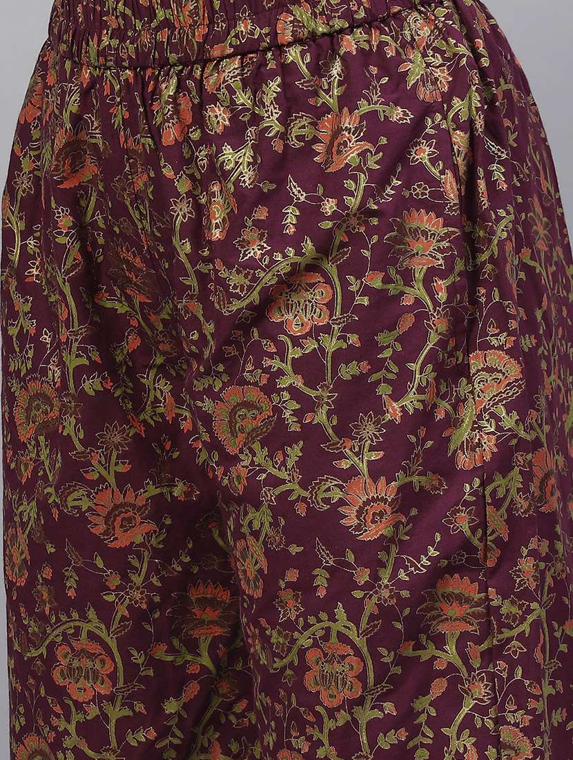maroon coloured printed kurta pant set with dupatta  - 18886792 -  Standard Image - 4