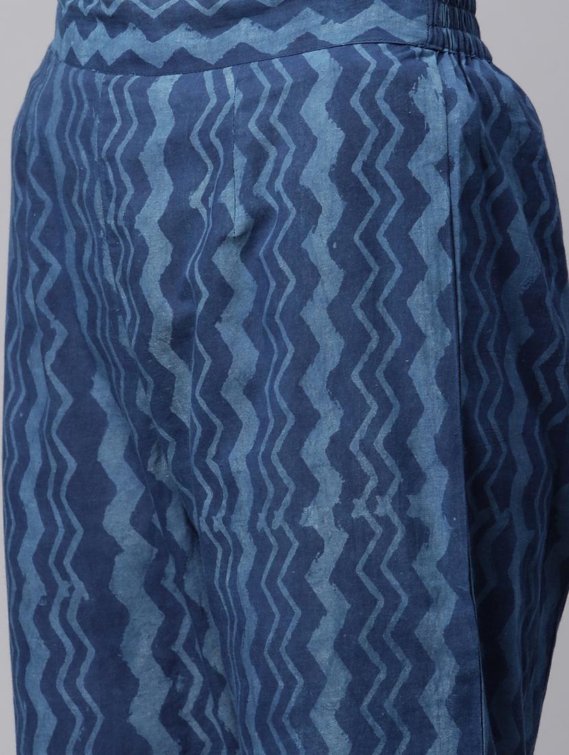 indigo coloured printed kurta pant set - 18886809 - Standard Image - 4