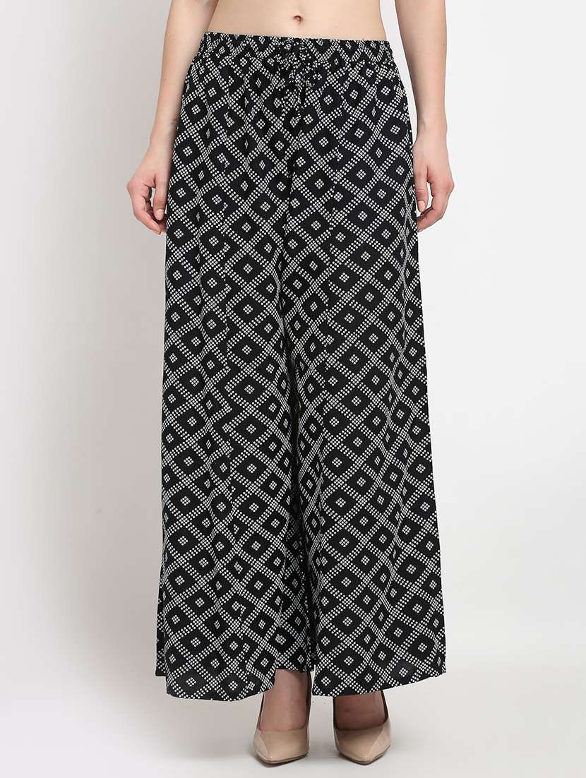 mid rise printed straight palazzo - 18893438 -  Zoom Image - 0