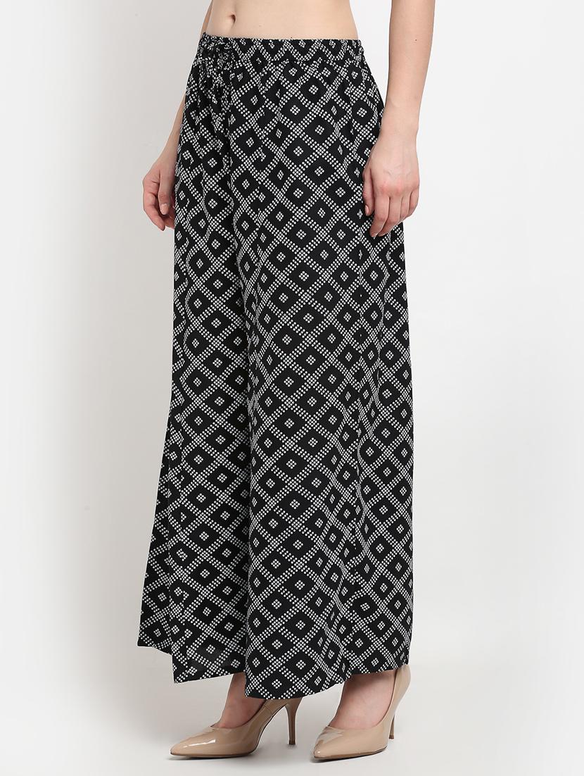 mid rise printed straight palazzo - 18893438 -  Standard Image - 1