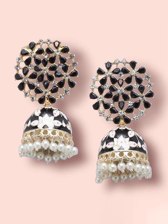 black brass jhumka earring - 18902839 - Zoom Image - 0