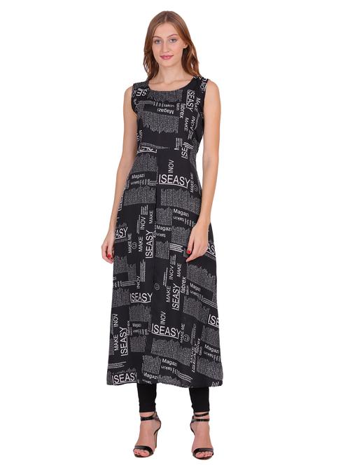 black printed a-line tunic - 18904587 - Standard Image - 0