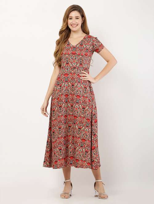 multi colored crepe aline dress - 18904624 -  Standard Image - 0
