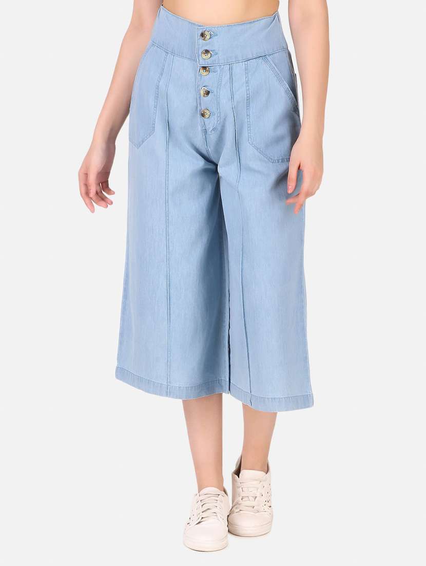 women mid rise solid culottes