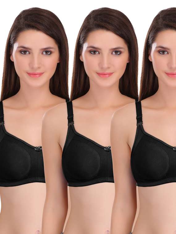 pack of 3-black cotton minimizer bra