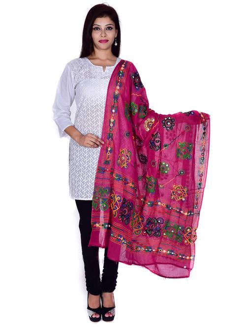 embroidered pink dupatta - 18906628 - Standard Image - 0